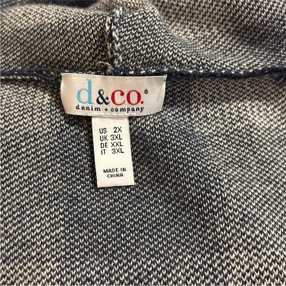 D & Co Jacquard Plaid Open Front Hooded Cardigan Navy Checkered FREE SHIPPING - Picture 7 of 12